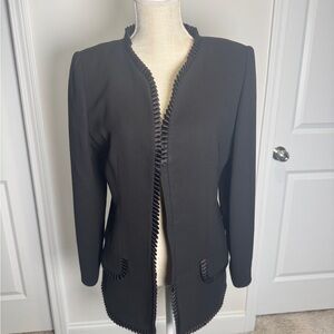 Chic Black Women's Blazer with Trim Detail